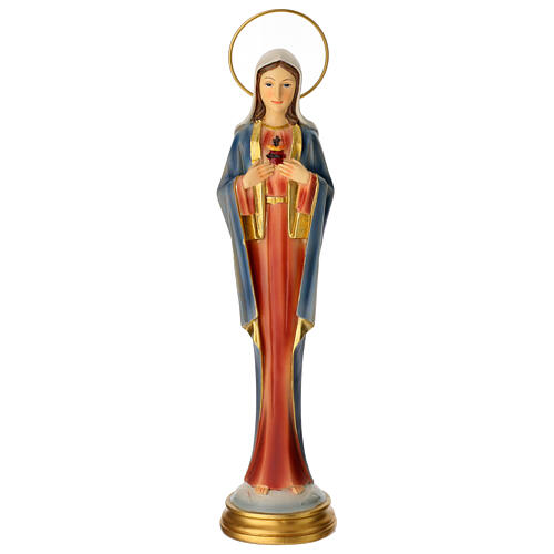 Immaculate Heart of Mary, stylised statue of painted resin, 12 in 1