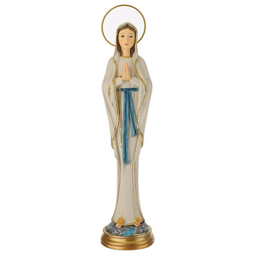 Our Lady of Lourdes, stylised statue, painted resin, 12 in 1