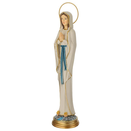 Our Lady of Lourdes, stylised statue, painted resin, 12 in 3