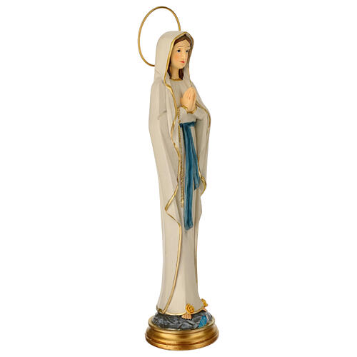 Our Lady of Lourdes, stylised statue, painted resin, 12 in 4