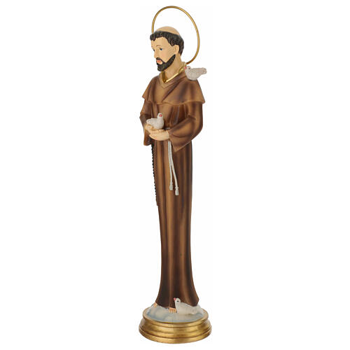 Stilisierte Statue des Heiligen Franziskus von Assisi 30 cm aus bemalter Harz 3