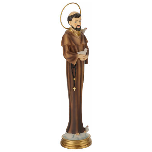 Stylised statue of St. Francis, painted resin, 12 in 4