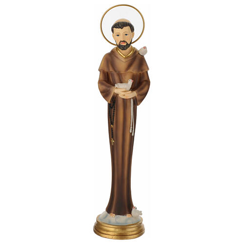 Statua San Francesco d'Assisi stilizzata resina dipinta 30 cm 1