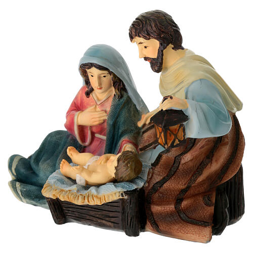 Nativité allongée résine peinte 12x8x10 cm crèche 16 cm 3