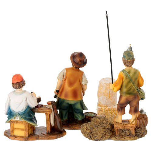 Set 3 Krippenfiguren aus bemaltem Harz, Berufe, für 10 cm Krippe. 8