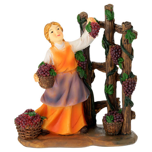 Set of 3 female peasants for 10 cm Nativity Scene, painted resin 2