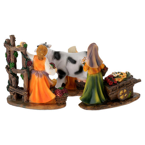 Set of 3 female peasants for 10 cm Nativity Scene, painted resin 8