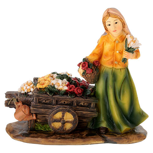 Set 3 contadine presepe 10 cm resina dipinta 3