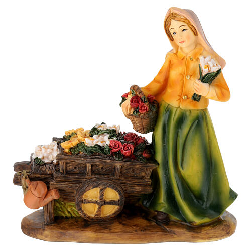 Set 3 pastorelle mestieri presepe 12 cm resina dipinta 2
