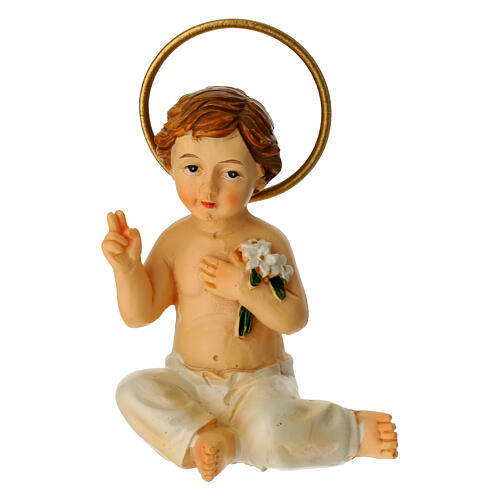 Gesù Bambino seduto vestito 5,5 cm resina dipinta 1