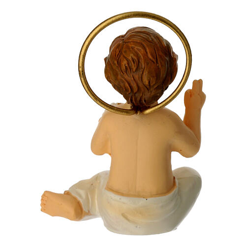 Gesù Bambino seduto vestito 5,5 cm resina dipinta 4