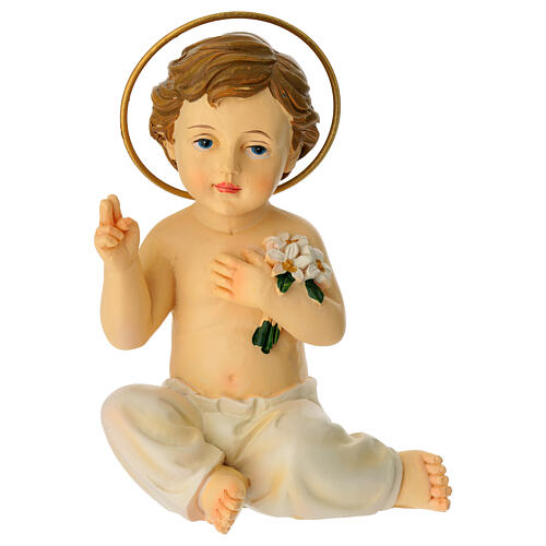 Statua Gesù Bambino h reale 12 cm seduto aureola 1
