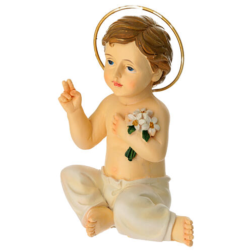 Statua Gesù Bambino h reale 12 cm seduto aureola 2