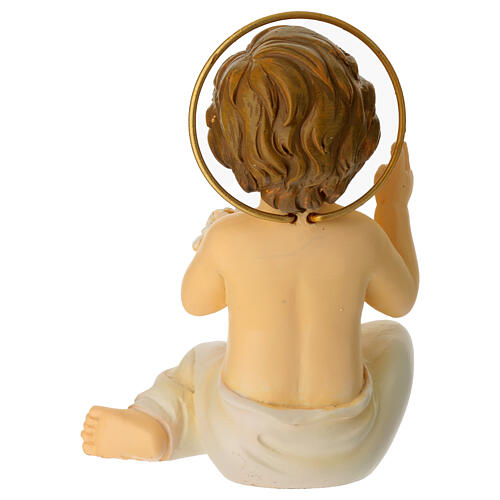 Statua Gesù Bambino h reale 12 cm seduto aureola 4