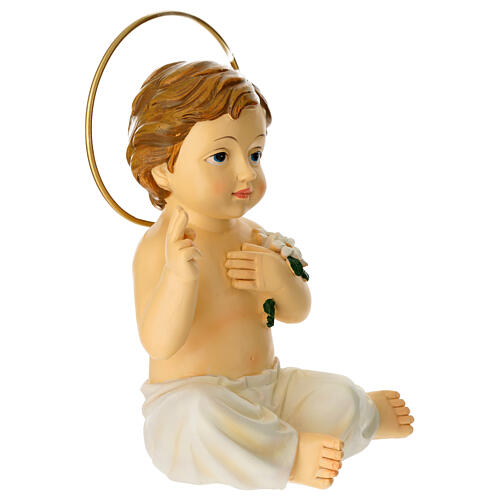 Sitting Infant Jesus, resin statue, h 8 in 3