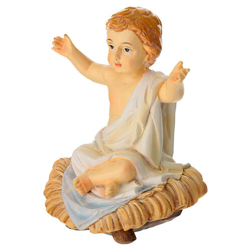 Infant Jesus sitting in the manger, h 3 in, resin 2