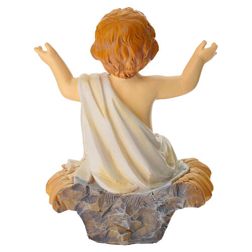 Gesù Bambino seduto sulla mangiatoia h reale 8 cm resina 4
