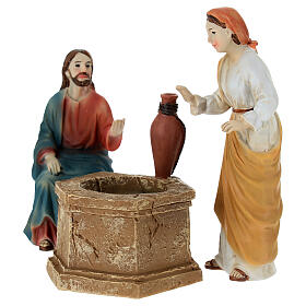 Set Gesù e la samaritana del pozzo 12 cm resina