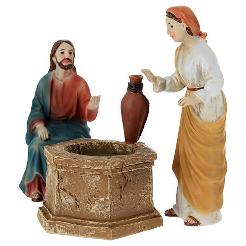 Set Gesù e la samaritana del pozzo 12 cm resina 2
