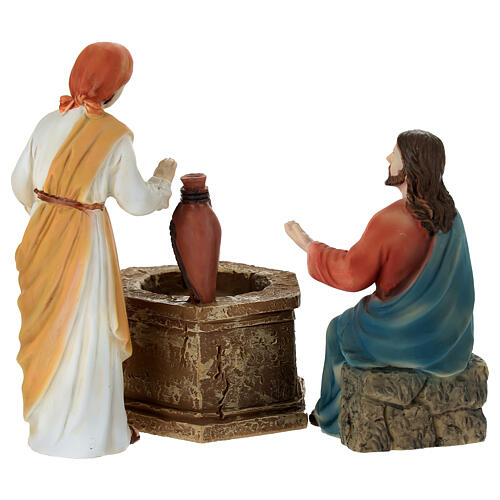Set Gesù e la samaritana del pozzo 12 cm resina 4