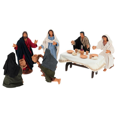 Noces de Cana 7 pcs crèche napolitaine de Pâques en terre cuite 13 cm 3