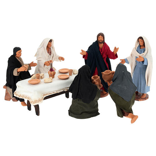 Noces de Cana 7 pcs crèche napolitaine de Pâques en terre cuite 13 cm 5