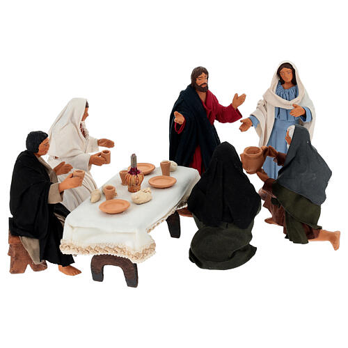 Noces de Cana 7 pcs crèche napolitaine de Pâques en terre cuite 13 cm 7