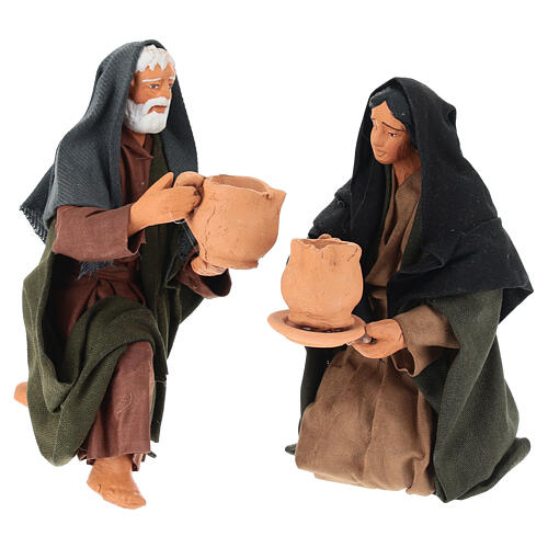 Bodas de Caná 7 peças presépio napolitano da Páscoa terracota 13 cm 6