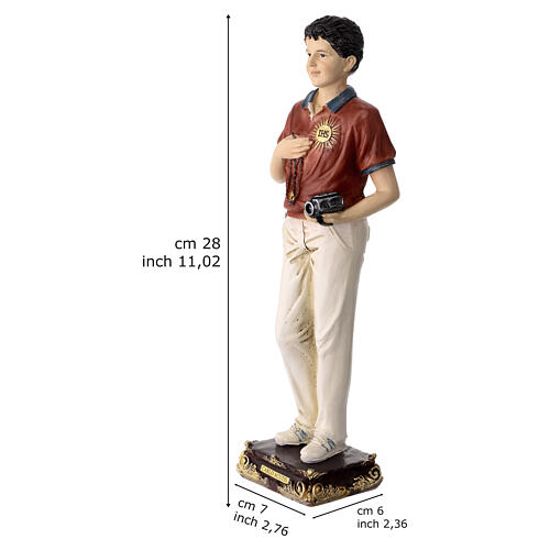 Carlo Acutis with rosary resin statue 12 in 3