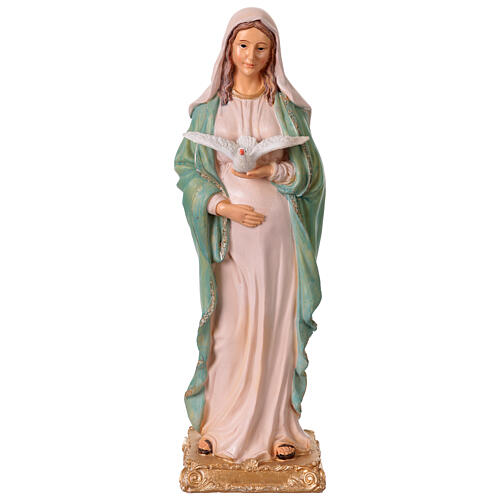 Figura Maryi Brzemiennej z gołębicą – żywica kolorowa 40 cm 1