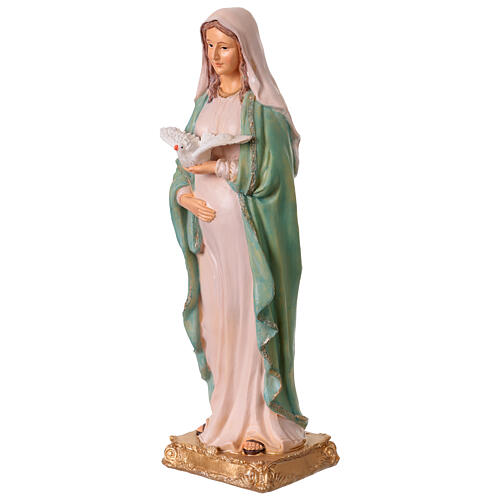 Figura Maryi Brzemiennej z gołębicą – żywica kolorowa 40 cm 3