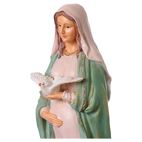 Figura Maryi Brzemiennej z gołębicą – żywica kolorowa 40 cm 6