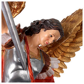 Figura św. Michała Archanioła z demonem – figura z żywicy kolorowej 77 cm