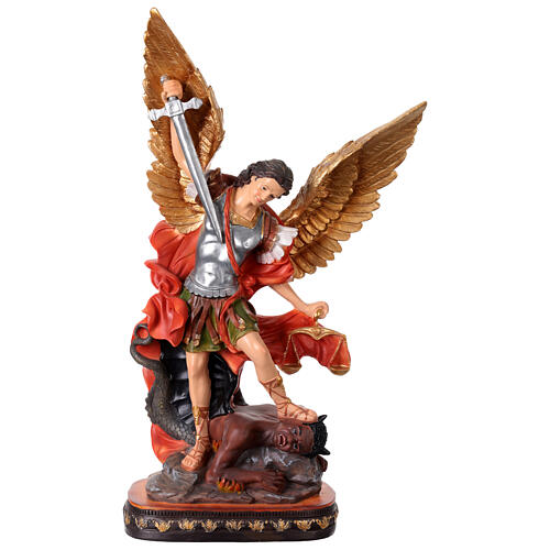 Figura św. Michała Archanioła z demonem – figura z żywicy kolorowej 77 cm 1