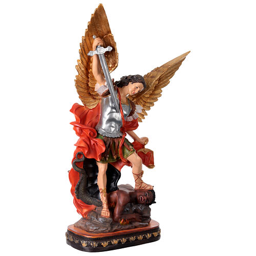 Figura św. Michała Archanioła z demonem – figura z żywicy kolorowej 77 cm 5