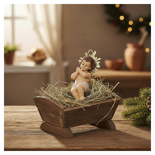 Niño Jesús con aureola 8 cm resina pintada 4