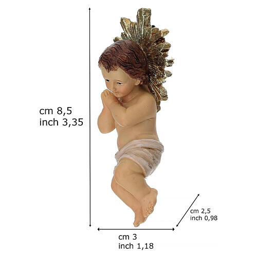 Enfant Jésus avec auréole 8 cm résine peinte 3