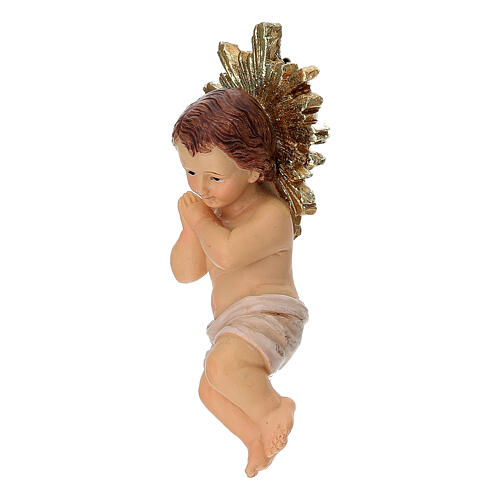 Bambin Gesù con aureola 8 cm resina dipinta 2