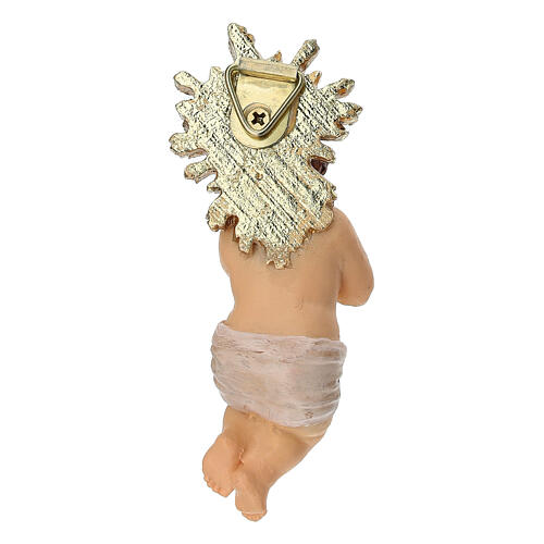 Bambin Gesù con aureola 8 cm resina dipinta 4