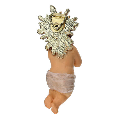 Bambin Gesù con aureola 8 cm resina dipinta 7