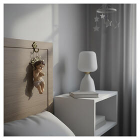 Figurka do szopki – Dzieciątko Jezus z aureolą 8 cm, żywica malowana ręcznie