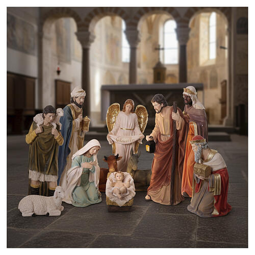 Krippenfiguren-Set, 11-teilig – für 120 cm Krippe, farbig gefasstes Resin 2