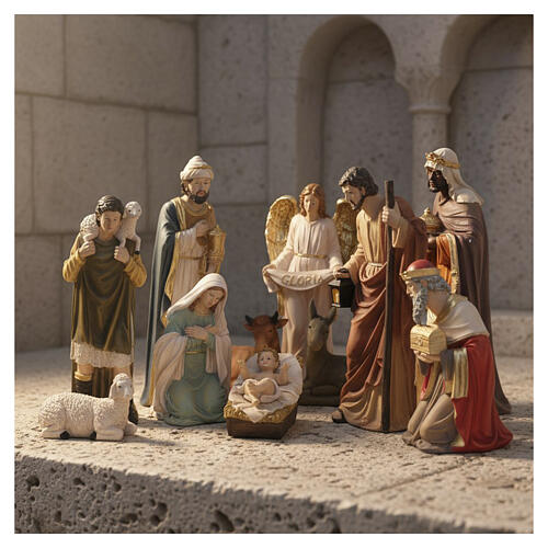 Krippenfiguren-Set, 11-teilig – für 120 cm Krippe, farbig gefasstes Resin 4