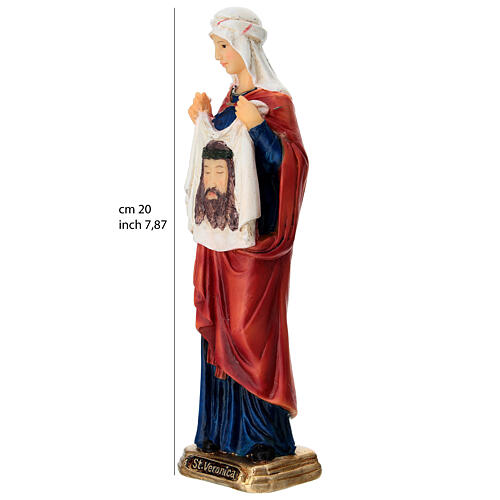 Estátua Santa Verônica resina 20 cm pintada 3