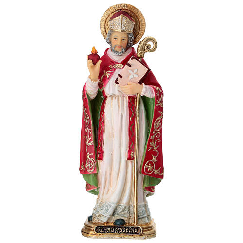 Hand-painted Saint Augustine resin statue, 8 in 1