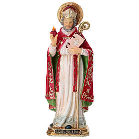 Sant'Agostino resina 20 cm dipinta a mano