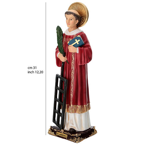 Hand-painted 12-inch resin statue of St. Lawrence 3