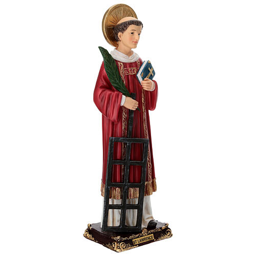 Statua San Lorenzo resina 30 cm dipinta a mano 3