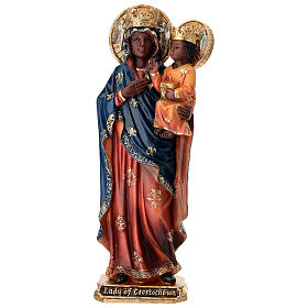 Madonna di Czestochowa con bambino 20 cm resina dipinta