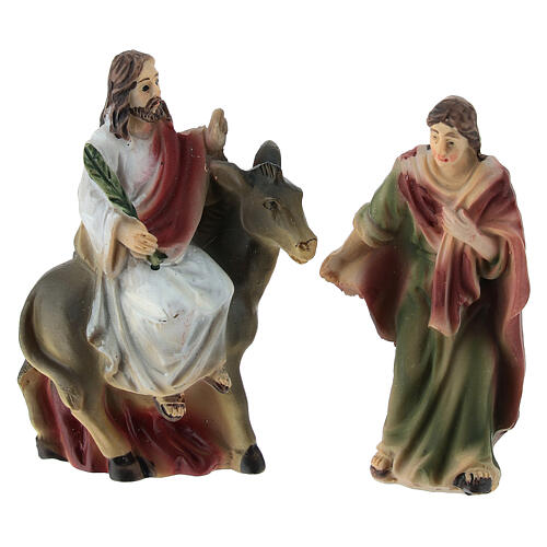Entry into Jerusalem Jesus 5 cm Painted resin Easter nativity 1